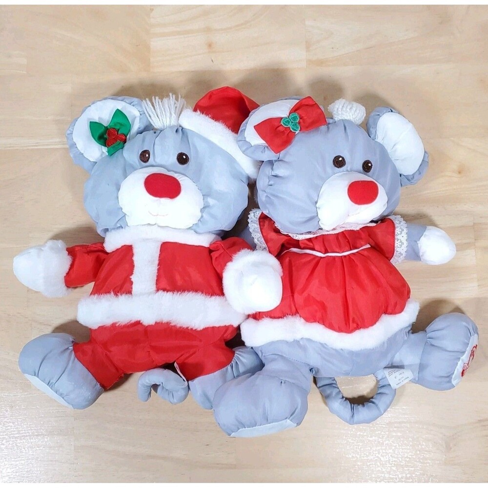 Vtg Puffalump Christmas Mice Santa Mrs. Claus Mouse Fisher Price Plush Stuffed